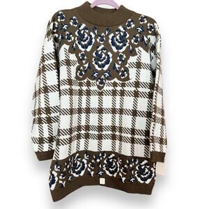 Sweater Exchange Womens Vintage Rose Plaid Pullover Sweater Size Medium